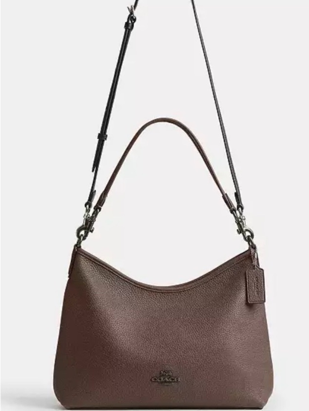 Coach Laurel Pebbled Leather Shoulder Bag in Dark Stone with gunmetal hardware - Picture 12 of 12